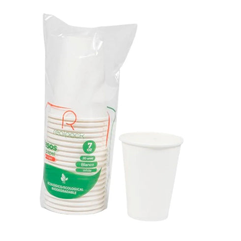 VASO REALPACK 20U 7OZ DE PAPEL HOJAS