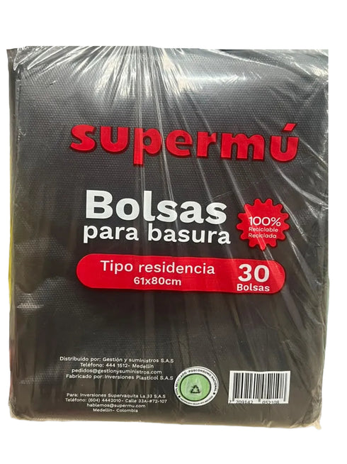 BOLSA SUPERMU 30U 61X80 NEGRA RESIDENCIA
