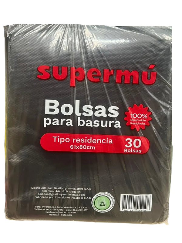 BOLSA SUPERMU 30U 61X80 NEGRA RESIDENCIA