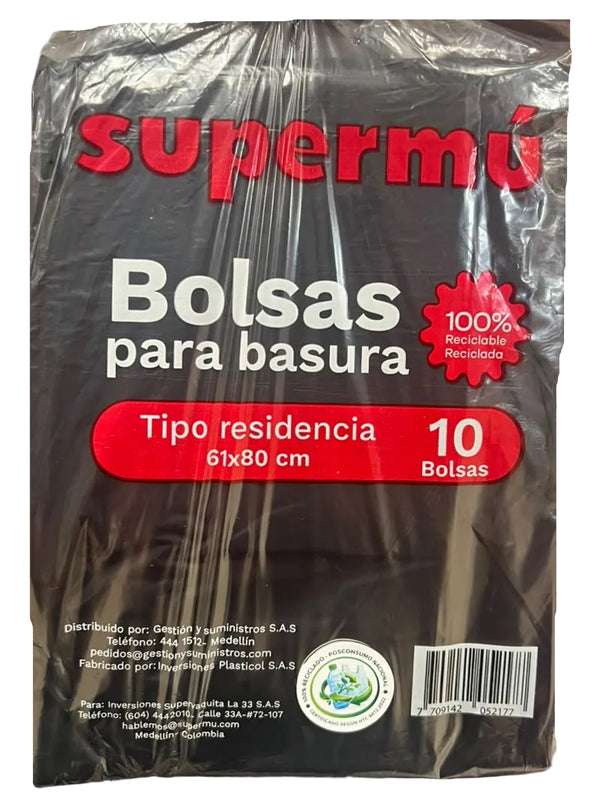 BOLSA SUPERMU 10U 61X80 NEGRA