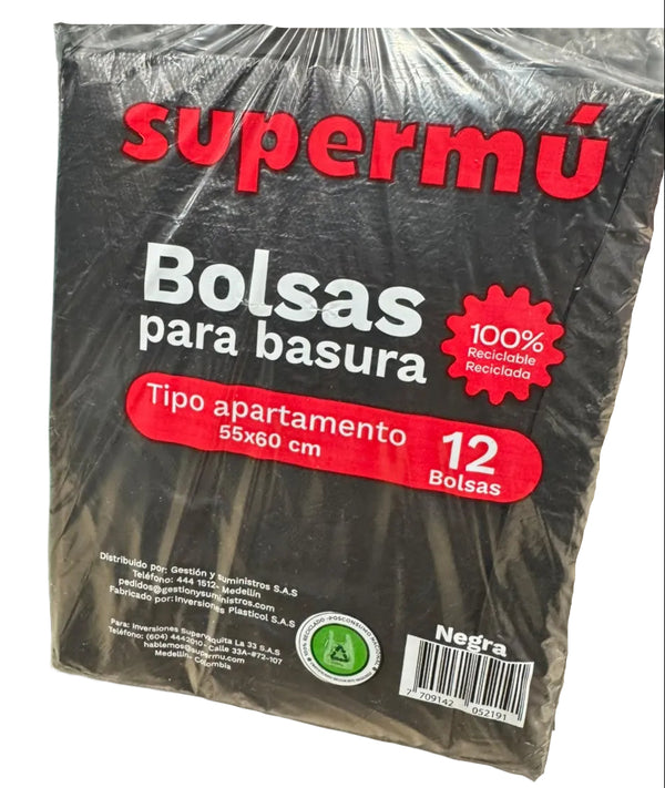 BOLSA SUPERMU 12U 55X60 NEGRA APARTAMENT