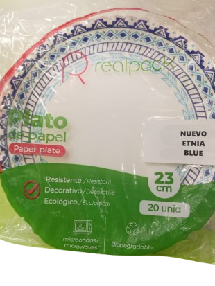 PLATO DE PAPEL REALPACK 23CM 20U ETNIA