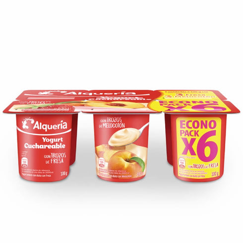 YOGURT ALQUERIA CUCHAREABLE CON TROZOS FRUTA 6U x 100G FRESA MELOC