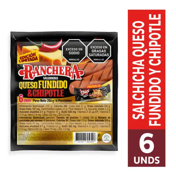 SALCHICHA RANCHERA 204G QUESO FUNDIDO CH