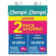 BEBIDA DE ALMENDRAS SIN AZÚCAR ACAMPI 2U 1800ML