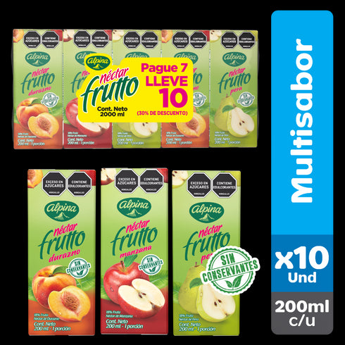 JUGO NECTAR FRUTO 200ML PAGUE 7 LLEVE 10
