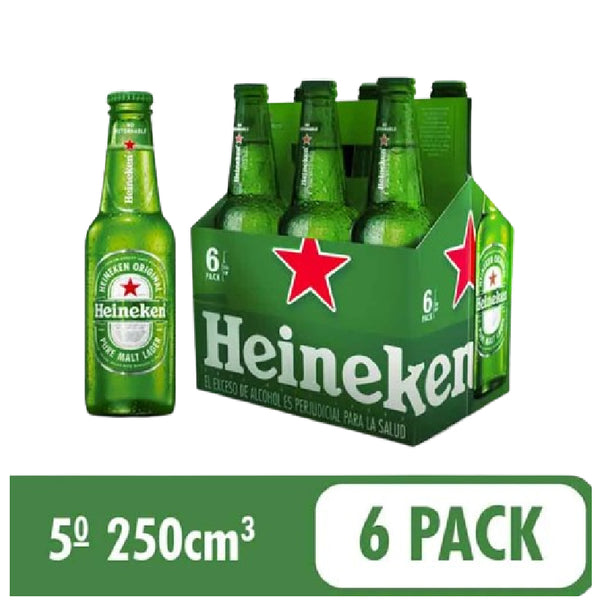 CERVEZA HEINEKEN 6U 250ML BOTELLA