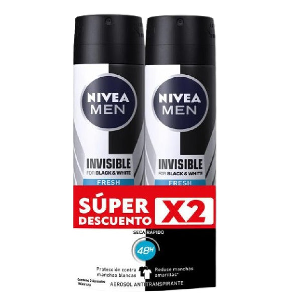 DESODORANTE NIVEA MEN 2U 300ML BLACK/WHITE AEROSOL