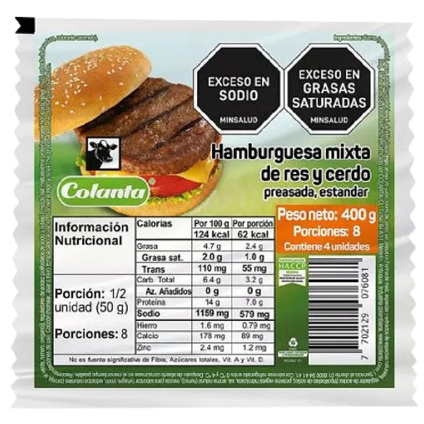 HAMBURGUESA COLANTA 4U 400G MIXTA