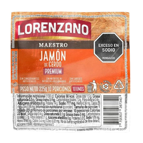 JAMON DE CERDO LORENZANO 10U 225G
