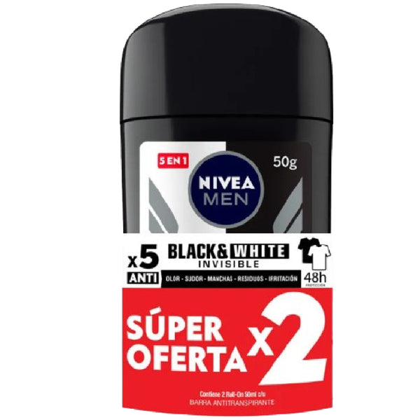 DESOD NIVEA BARRA 2U 100ML MEN B/W