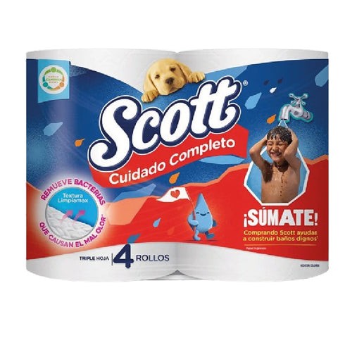 PAPEL HIGIENICO SCOTT 4U CUIDADO COMPLETO 3H XXG