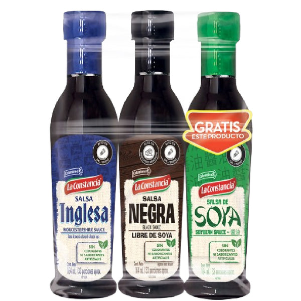 SALSA INGLESA+SALSA NEGRA 164G GRATIS SALSA SOYA