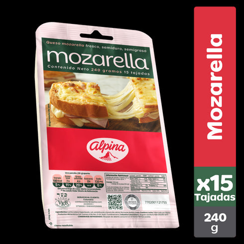 QUESO MOZARELLA ALPINA 240G 15U