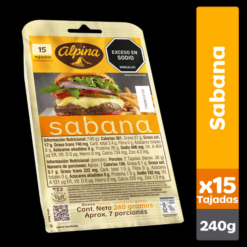 QUESO SABANA ALPINA 240G 15TAJ