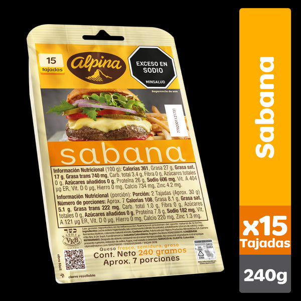 QUESO SABANA ALPINA 240G 15TAJ