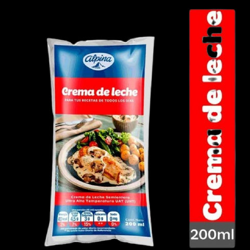 CREMA LECHE ALPINA 200G BOLSA