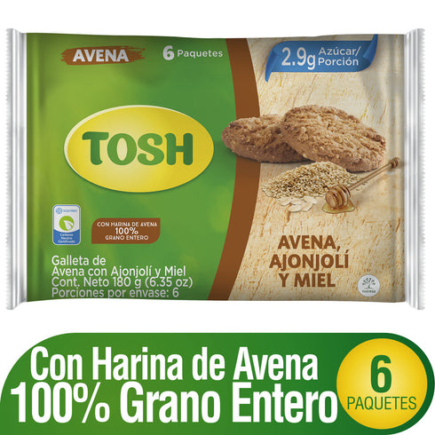 GALLETA TOSH 6U BOLSA AVENA/AJINJOLI MIE