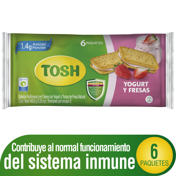GALLETA TOSH 6U BOLSA YOGURT FRESA 148.8G