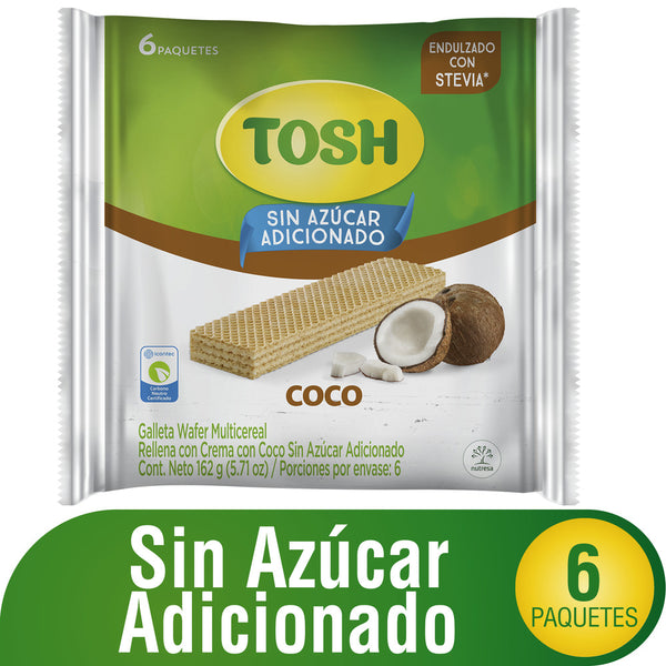 GALLETA TOSH WAFER 6U 162G COCO