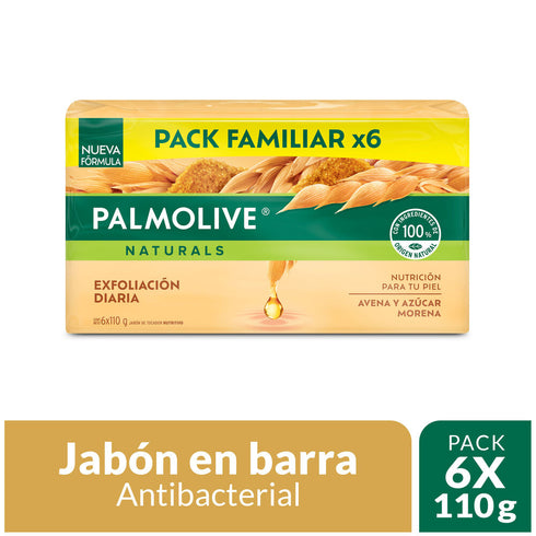 Jabón Palmolive Avena y Azúcar Morena en Barra de 110gx6und