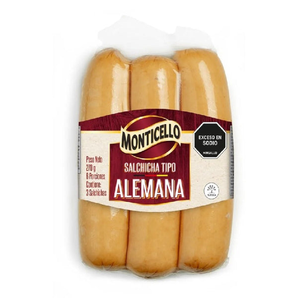SALCHICHA MONTICELLO 3U 270G TIPO ALEMANA
