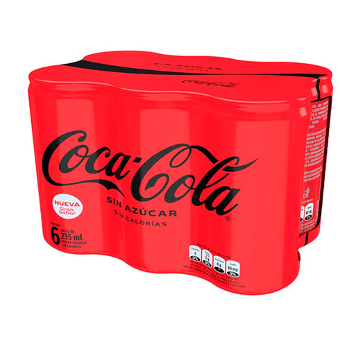 GASEOSA COCA COLA 235ML 6U SIN AZUCAR