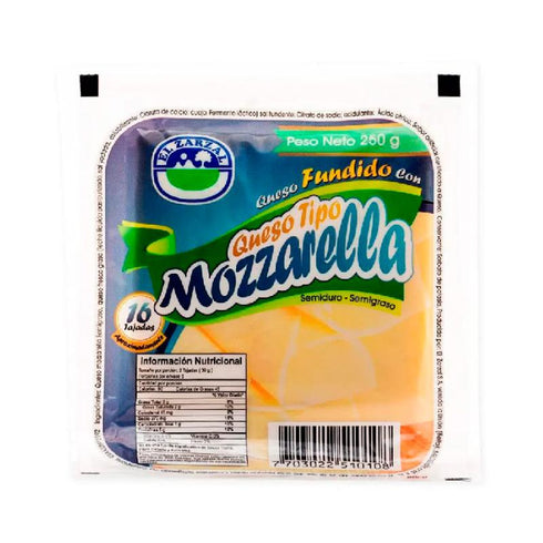 QUESO MOZARELLA ZARZAL 16U 250G TAJADO