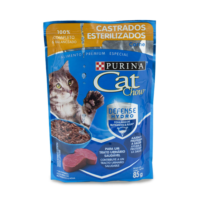 ALIMENTO CAT CHOW ESTERILIZADO CARNE 85G