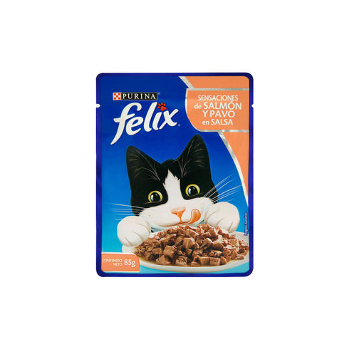 ALIMENTO GATOS FELIX 85G SALMON PAVO