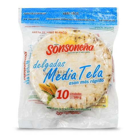 AREPA SONSONEÑA 10U 500G BLANCA DELGADA