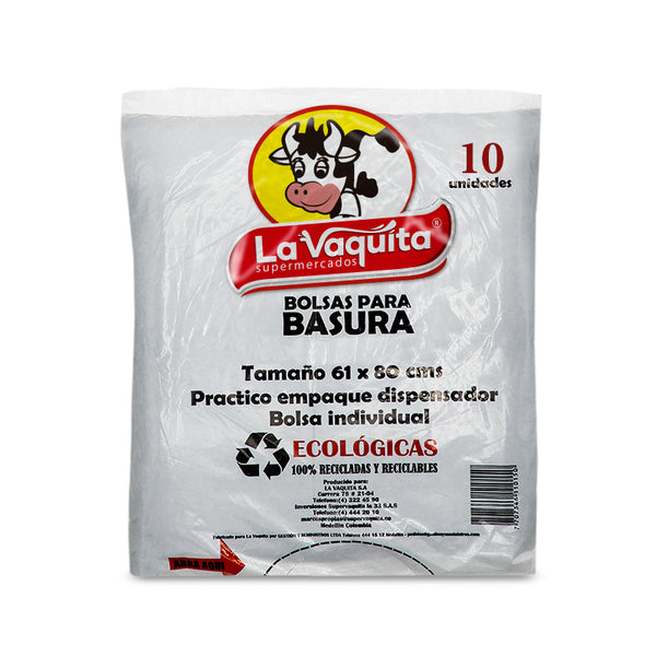 BOLSA BASURA 61X80 10U NEGRA VAQUITA