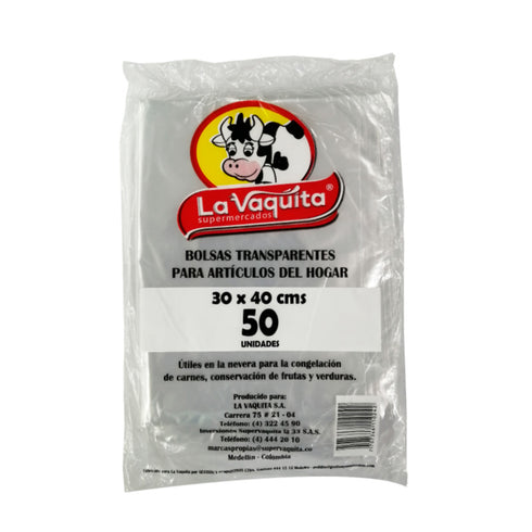 BOLSA TRANSPARENTE 30X40 50U HOGAR