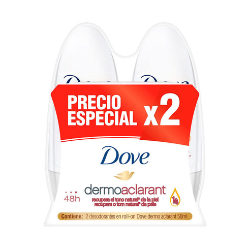 DESODORANTE DOVE 2U 100ML ROLLON DERMO ACLARANTE