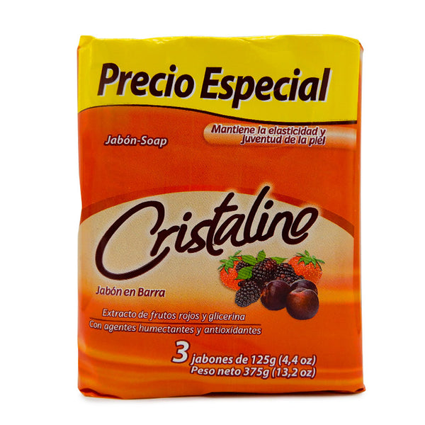 JABON CRISTALINO 3U 125G FRUTOS ROJOS