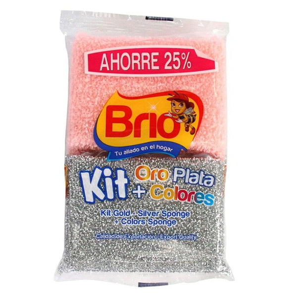 KIT ESPONJA ORO PLATA/COLORES BRIO