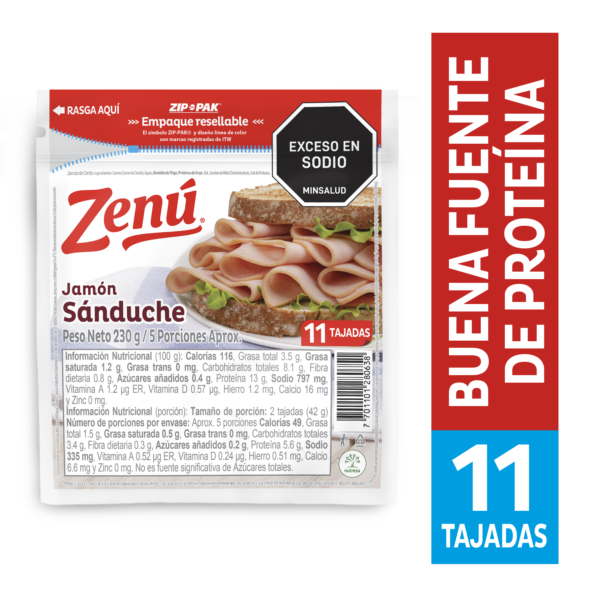 JAMON SANDUCHE ZENU 230G