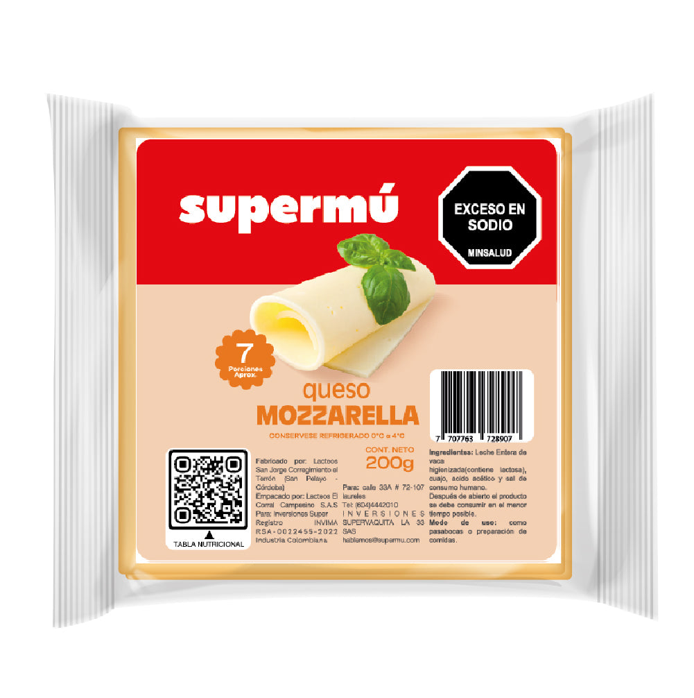 QUESO SUPERMU MOZARELLA 200G AL VACIO