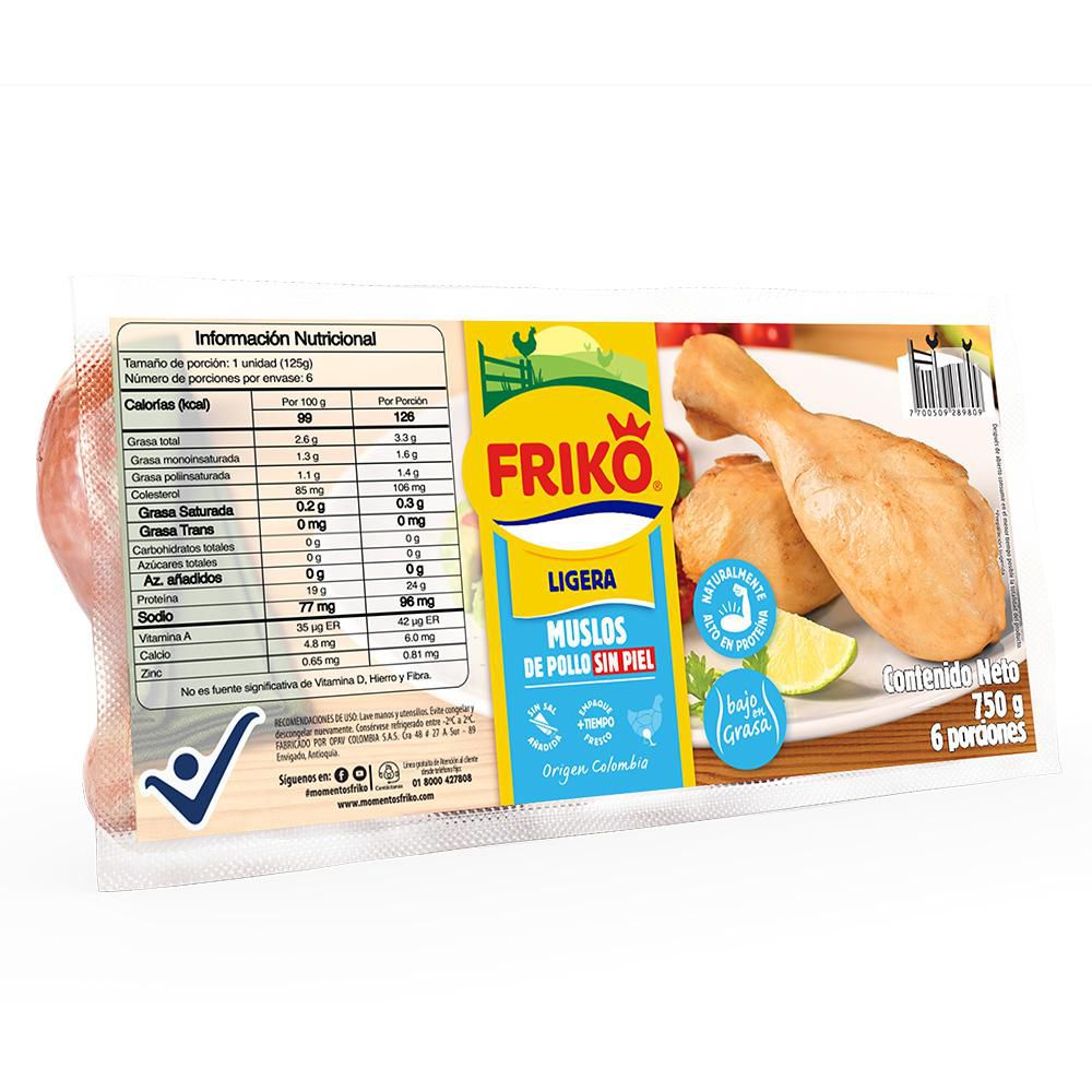 muslo friko 750g sin piel refrigerado