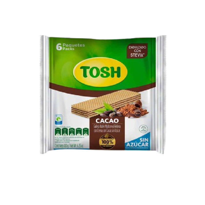 GALLETA WAFER CACAO 6U 180G TOSH MUL
