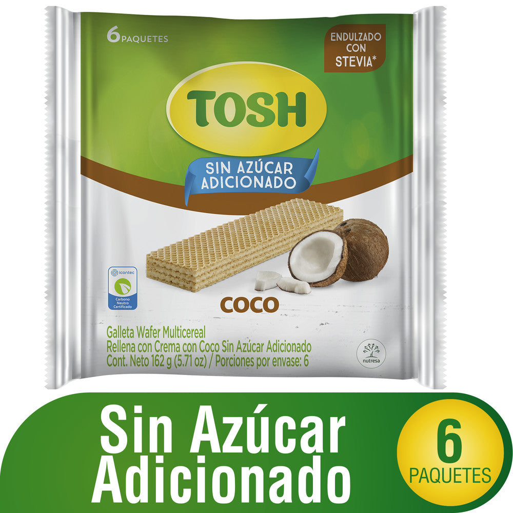 GALLETA TOSH WAFER 6U 162G COCO