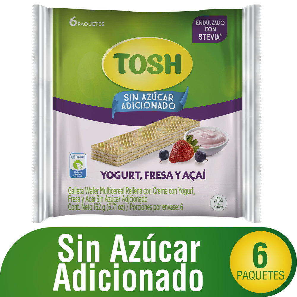 GALLETA TOSH WAFER 6U 162G FRESA ACAI